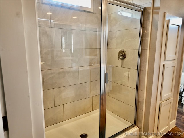 full bathroom featuring a shower stall