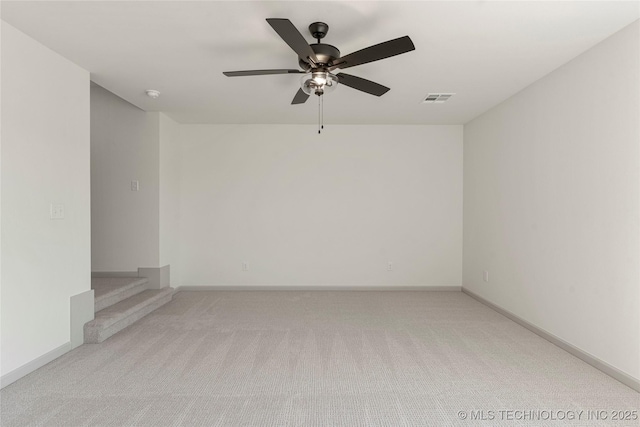 2719 E 135th Dr S, Bixby, OK 74008 - empty room with baseboards, a ceiling fan, carpet flooring, and visible vents
