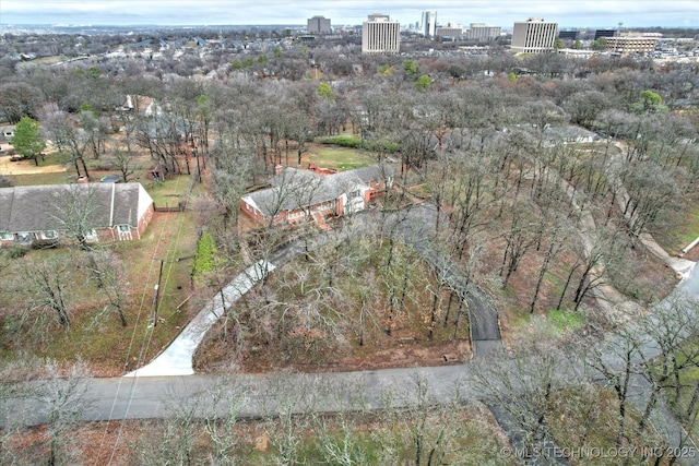 drone / aerial view featuring a city view