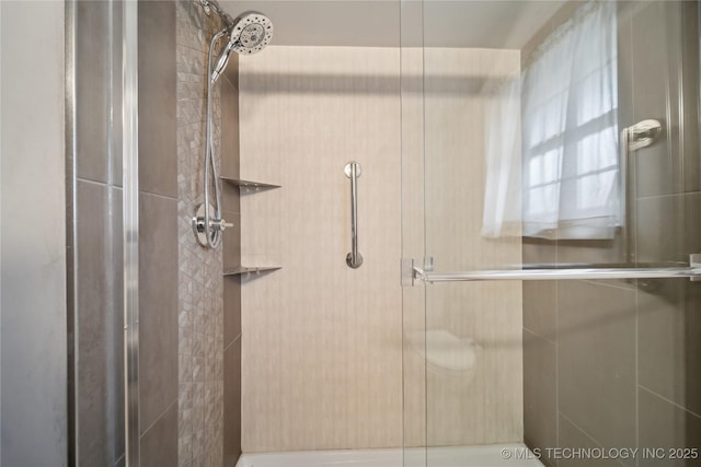 bathroom with a shower stall