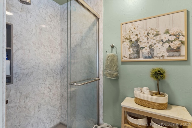 bathroom featuring a stall shower