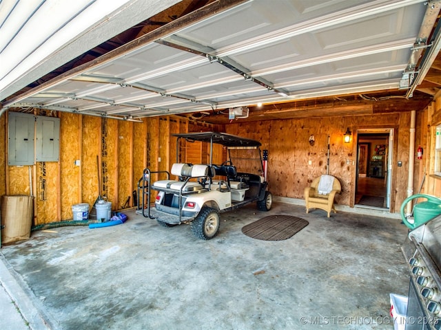 garage with electric panel