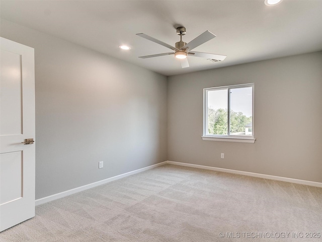 11225 S Fir Ave W, Jenks, OK 74037 - spare room with light carpet, baseboards, visible vents, and recessed lighting