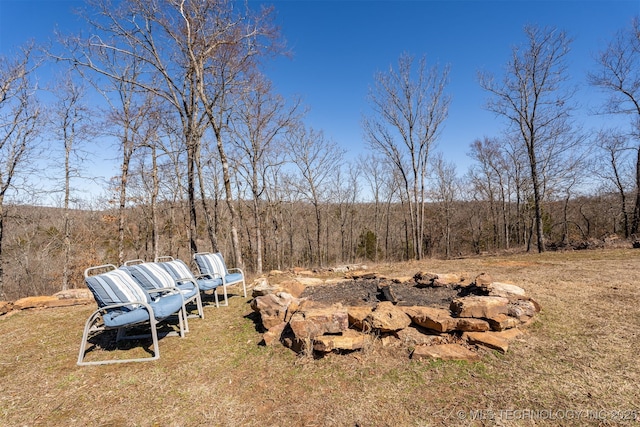 view of yard featuring a view of trees