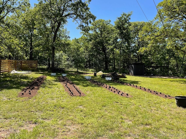 view of yard featuring fence