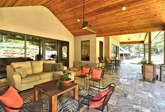 8890 S 39th W Ave, Tulsa, OK 74132 - view of patio with an outdoor living space and a ceiling fan