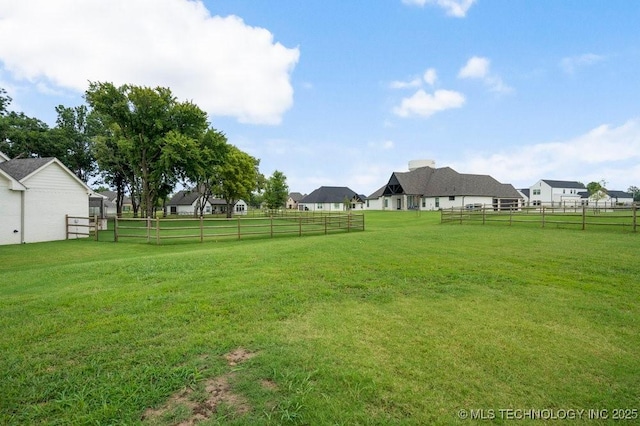 view of yard featuring a residential view and fence