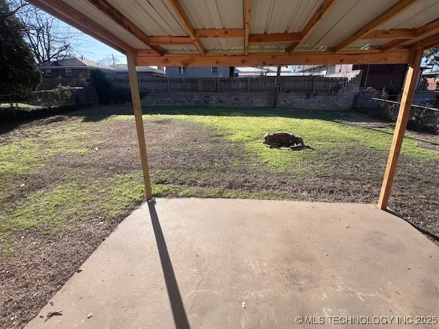 view of yard with a patio area and fence