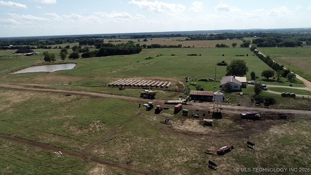 birds eye view of property featuring a rural view