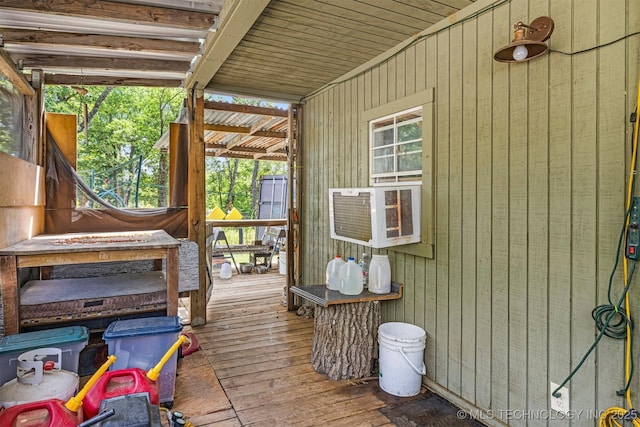 wooden terrace with cooling unit