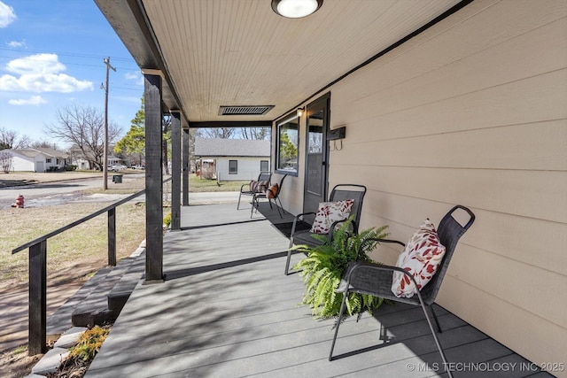 deck with covered porch