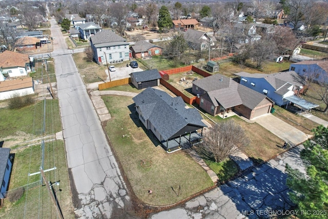aerial view with a residential view