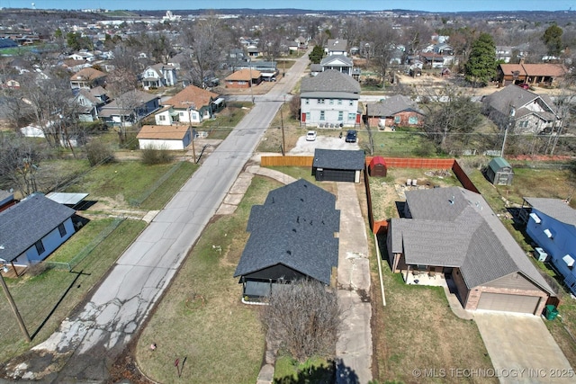 aerial view with a residential view