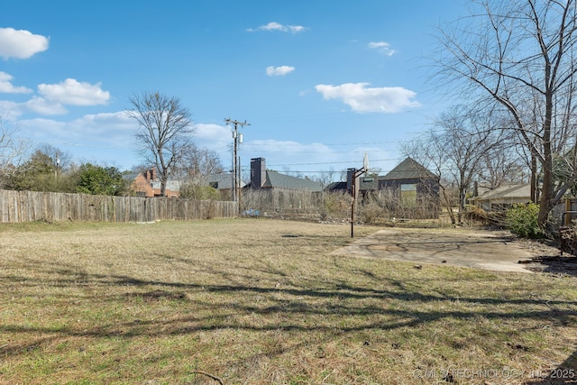 view of yard with a patio area and fence