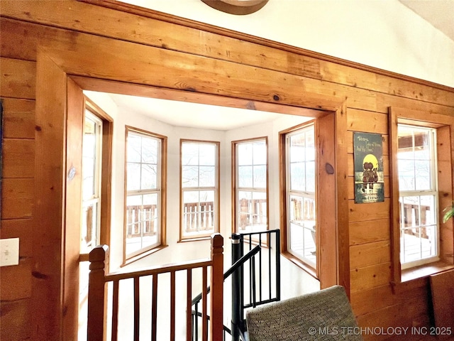 interior space with wood walls