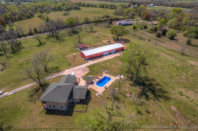 bird's eye view with a rural view