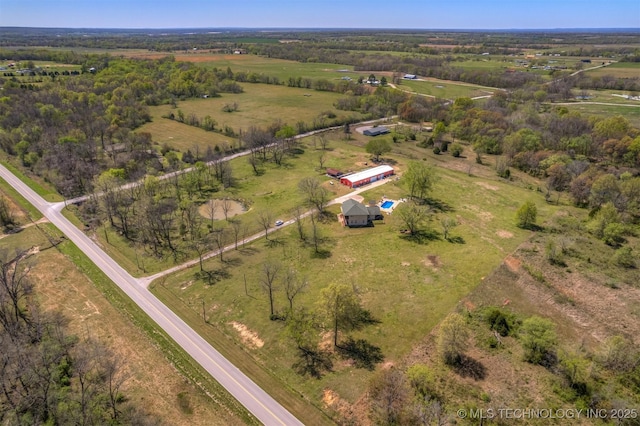 drone / aerial view with a rural view