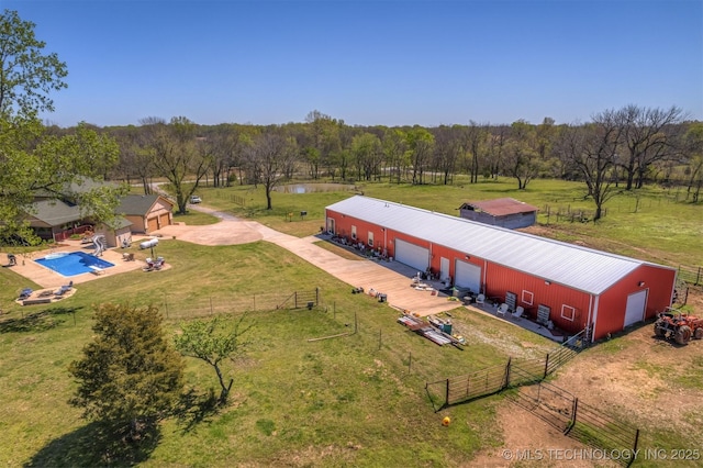 drone / aerial view featuring a rural view