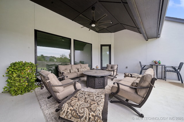 view of patio featuring an outdoor hangout area