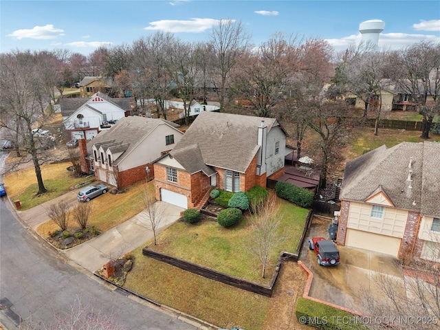 bird's eye view with a residential view