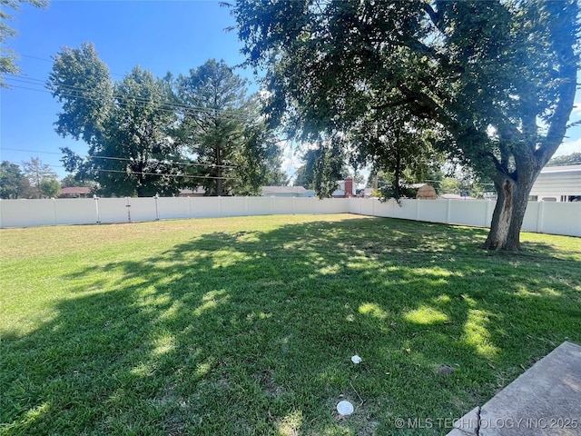 view of yard featuring a fenced backyard