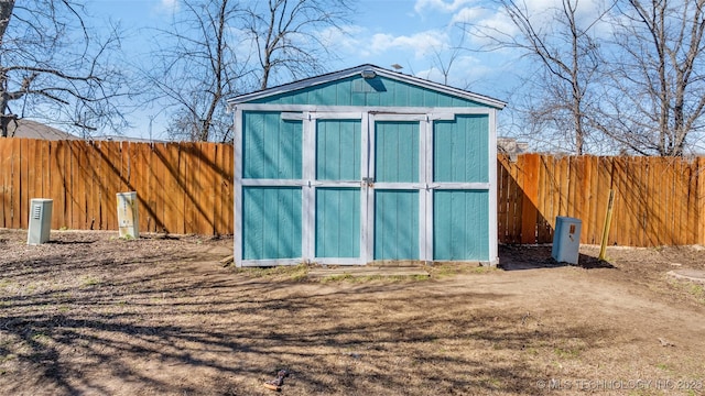 2517 Westwood, Ardmore, OK 73401 - view of shed with a fenced backyard