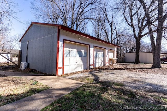 view of detached garage