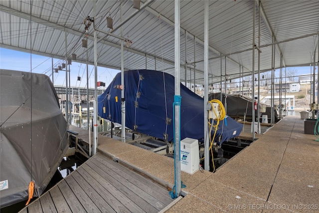 view of dock featuring boat lift