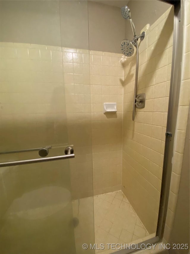 bathroom with a shower stall