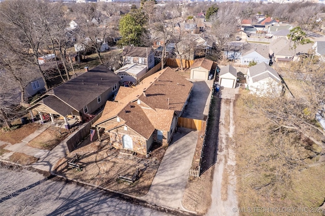 bird's eye view with a residential view