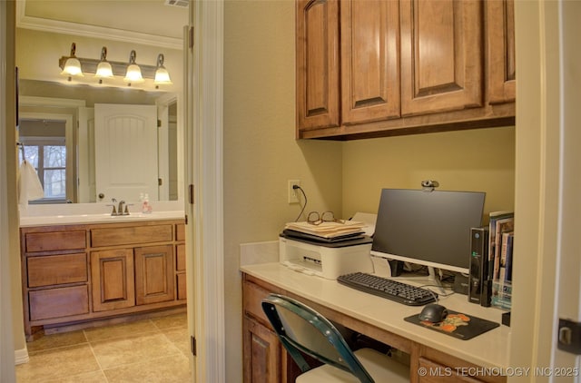 3402 Harbour Town Pl, Claremore, OK 74019 - office with a sink and light tile patterned floors