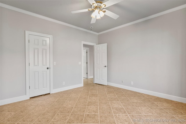 11630 S Fulton Ave, Tulsa, OK 74137 - unfurnished room featuring crown molding, ceiling fan, and baseboards