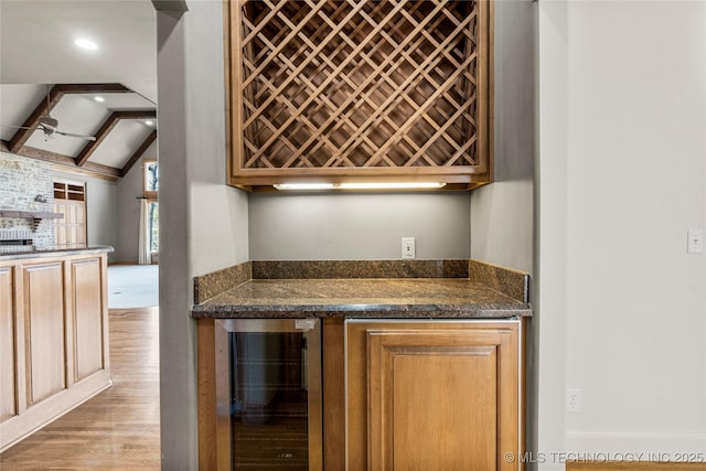 11630 S Fulton Ave, Tulsa, OK 74137 - kitchen featuring beverage cooler and wood finished floors