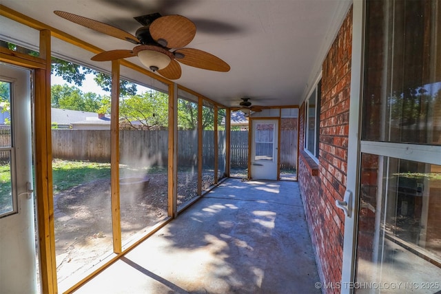 view of unfurnished sunroom