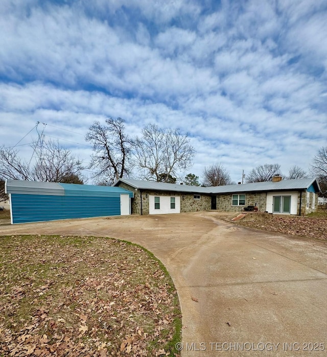 view of front of home with stone siding