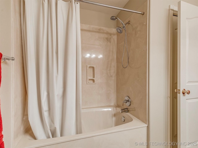 full bath featuring shower / bath combo with shower curtain