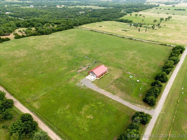 bird's eye view with a rural view