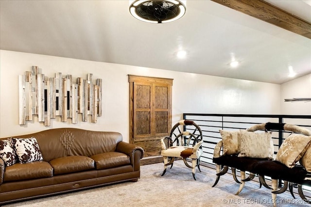 interior space featuring beam ceiling