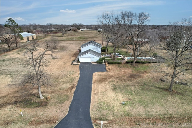 aerial view with a rural view