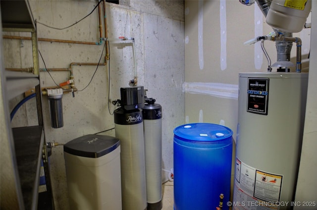 utility room with gas water heater