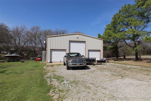 view of detached garage