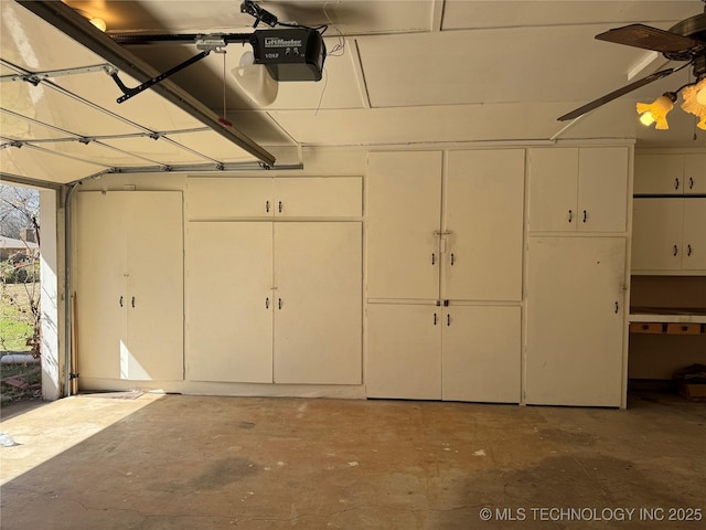 garage with a garage door opener