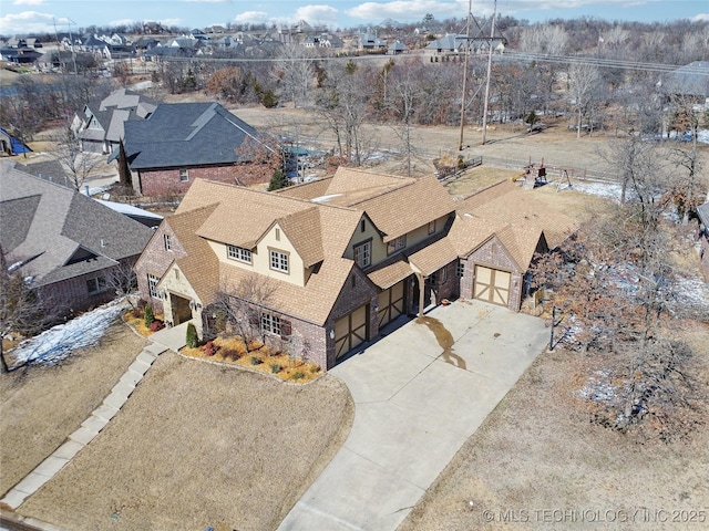 aerial view with a residential view