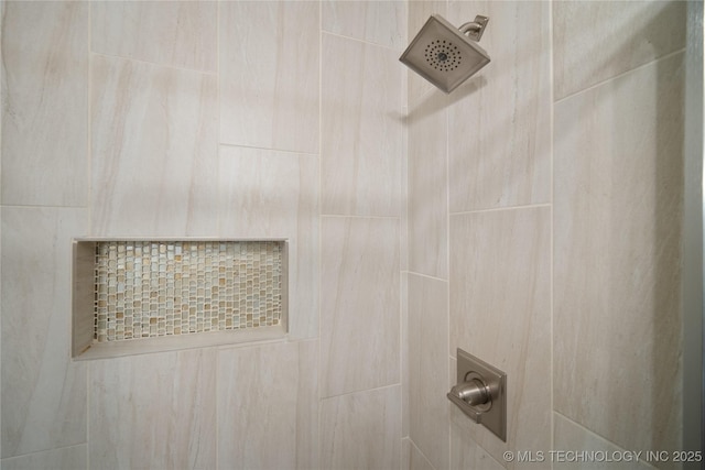 details with a tile shower