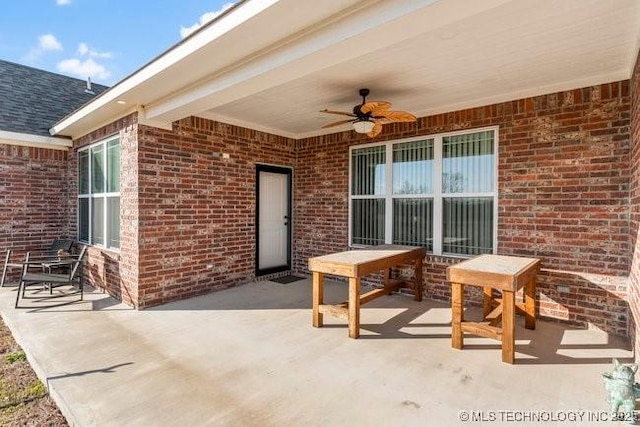 view of patio / terrace featuring a ceiling fan