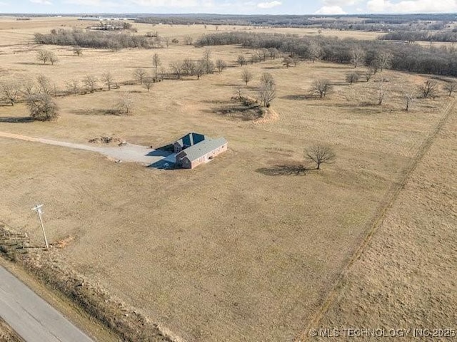 drone / aerial view featuring a rural view