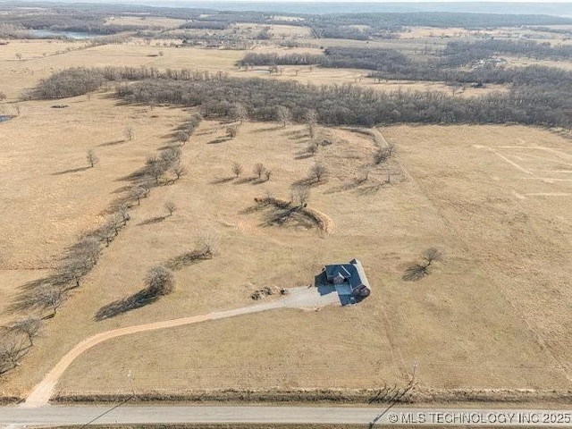 drone / aerial view with a rural view