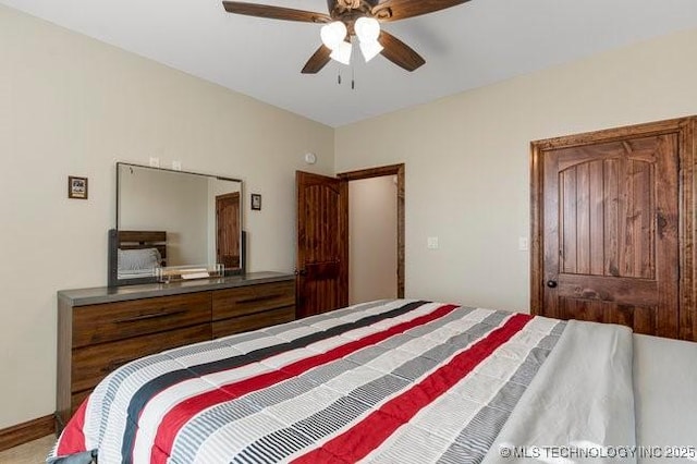 bedroom with a ceiling fan