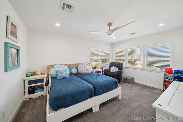 2808 E 37th Pl, Tulsa, OK 74105 - bedroom with carpet, ceiling fan, and recessed lighting