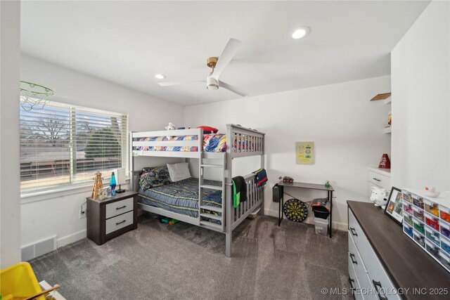 2808 E 37th Pl, Tulsa, OK 74105 - bedroom featuring carpet flooring, recessed lighting, and a ceiling fan